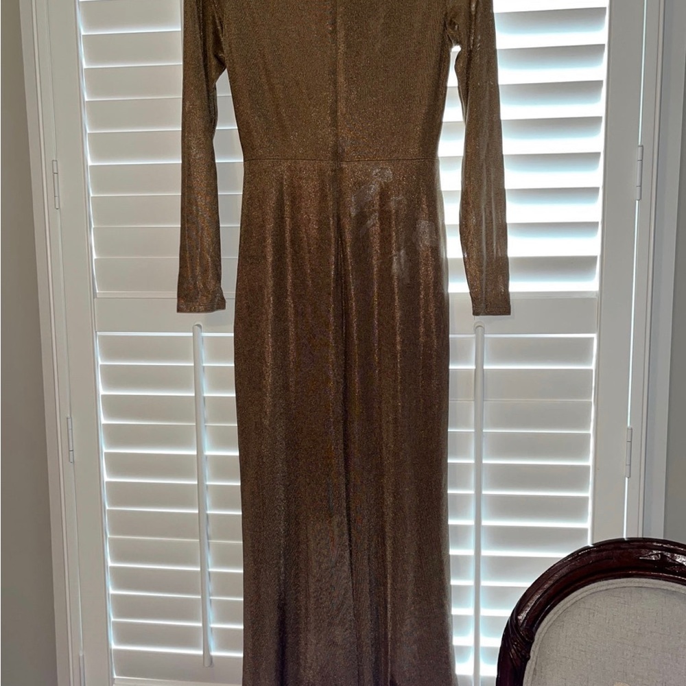 Ralph Lauren Size 0 Nadria Dress gold metallic gown - Picture 4 of 9